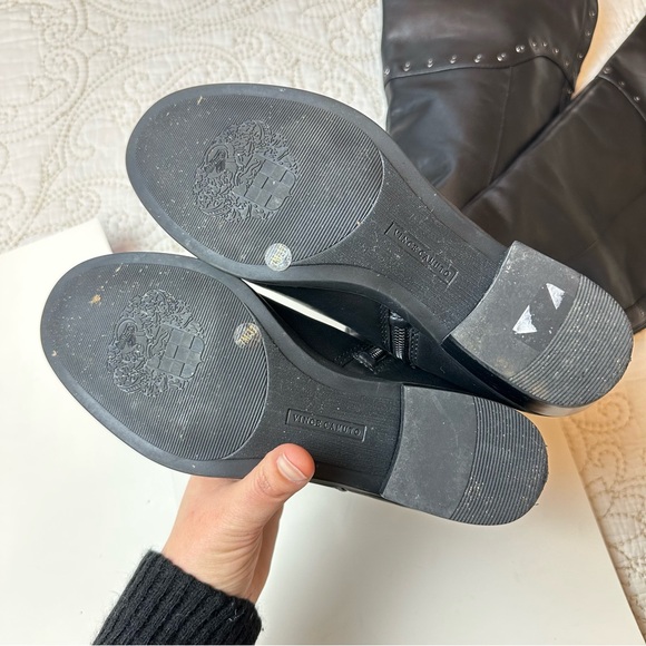 Vince Camuto over knee tall black leather studded boots - Picture 5 of 6